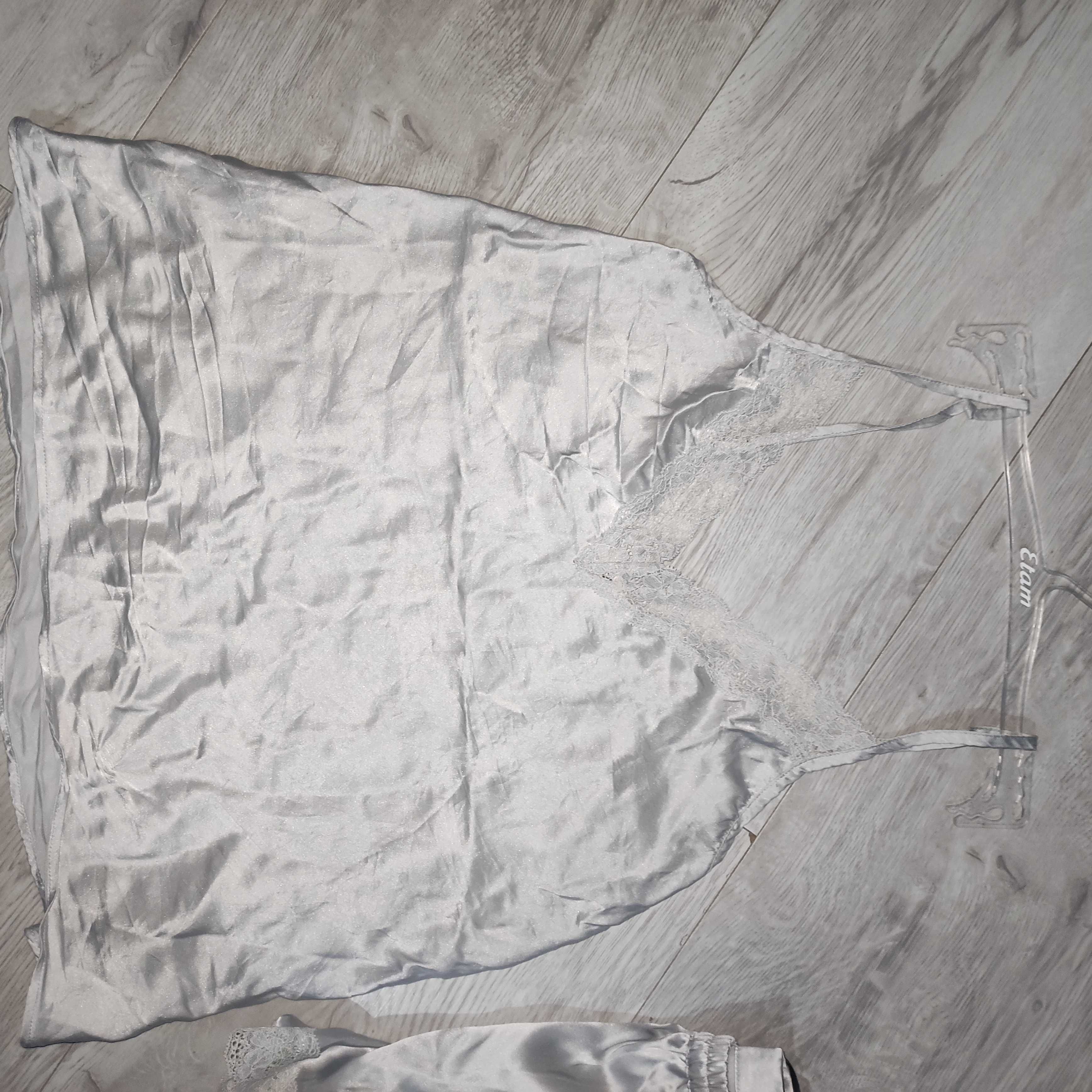 Nowa piżama etam S Silk100% jedwabna kolor milky