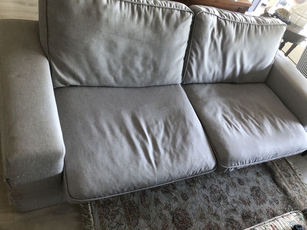Sofá penas Chateaux D’Ax cinza prata 210cm