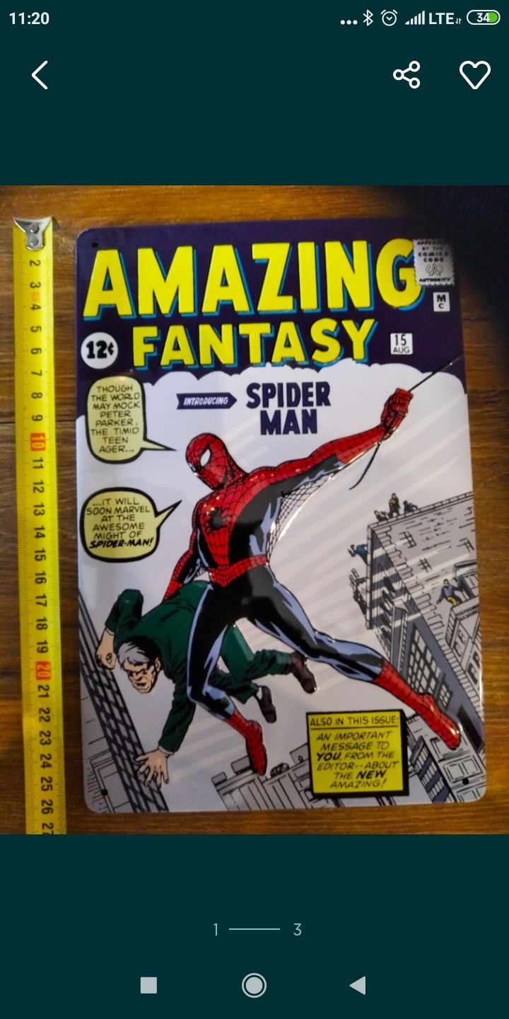 Blacha tłoczona szyld Spiderman 26*18 cm komiks zapraszam na inne moje
