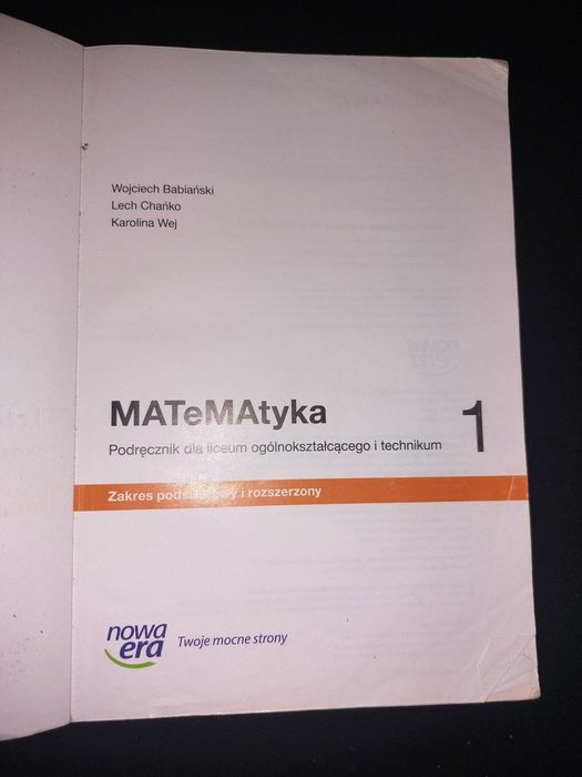 Matematyka 1 Nowa Era liceum technikum Babiański, Chańko, Wej