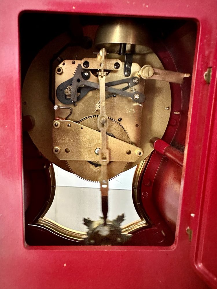 Zegar ścienny Schmid bordowy wahadłowy boulle niemiecki kominkowy