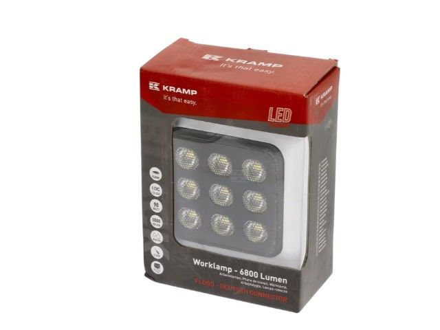 Lampa robocza LED, kwadratowa 90W 6800lm 12/24V Black Series Kramp