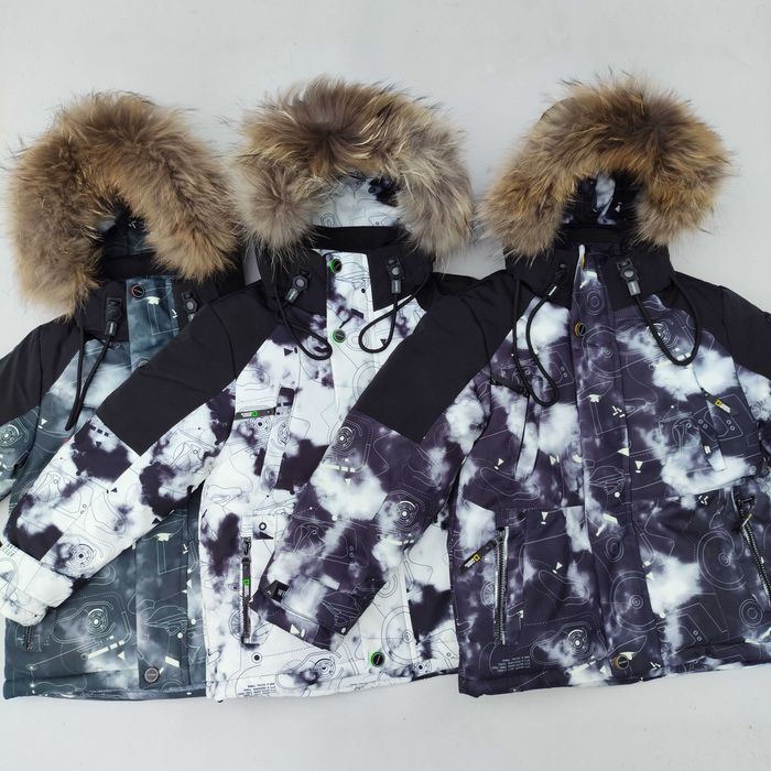 Куртка зимова для хлопчика тепла пуфер дитяча з натуральним хутром