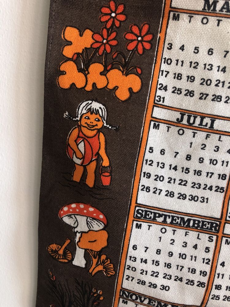 Calendário Vintage Decorativo em Pano do Ano 1976