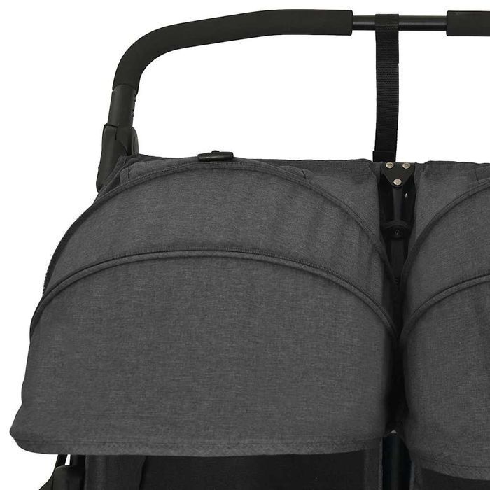 Wózek Bliźniaczy Vidaxl Antracytowy z Regulowanym Oparciem