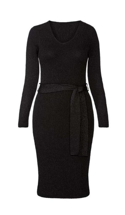 Плаття сукня в рубчик L чорна з люрексом