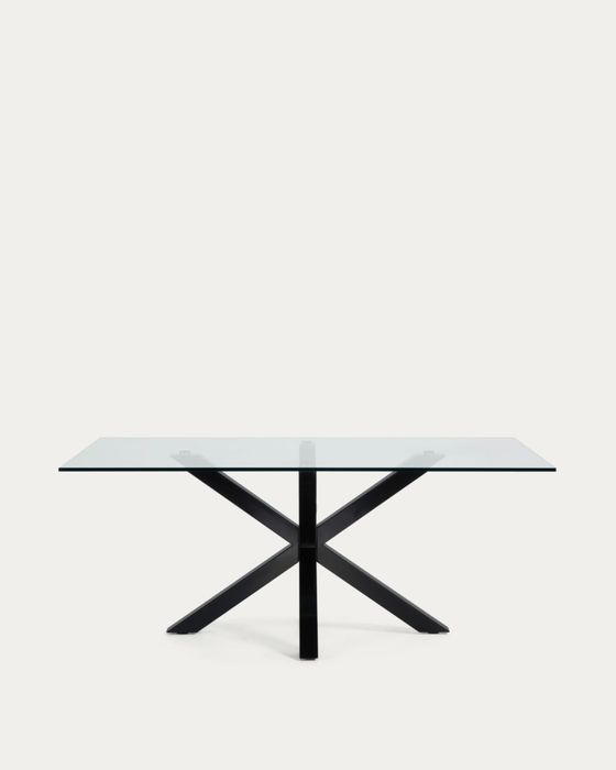 Mesa vidro transparente e pernas de aço 200 x 100 cm
