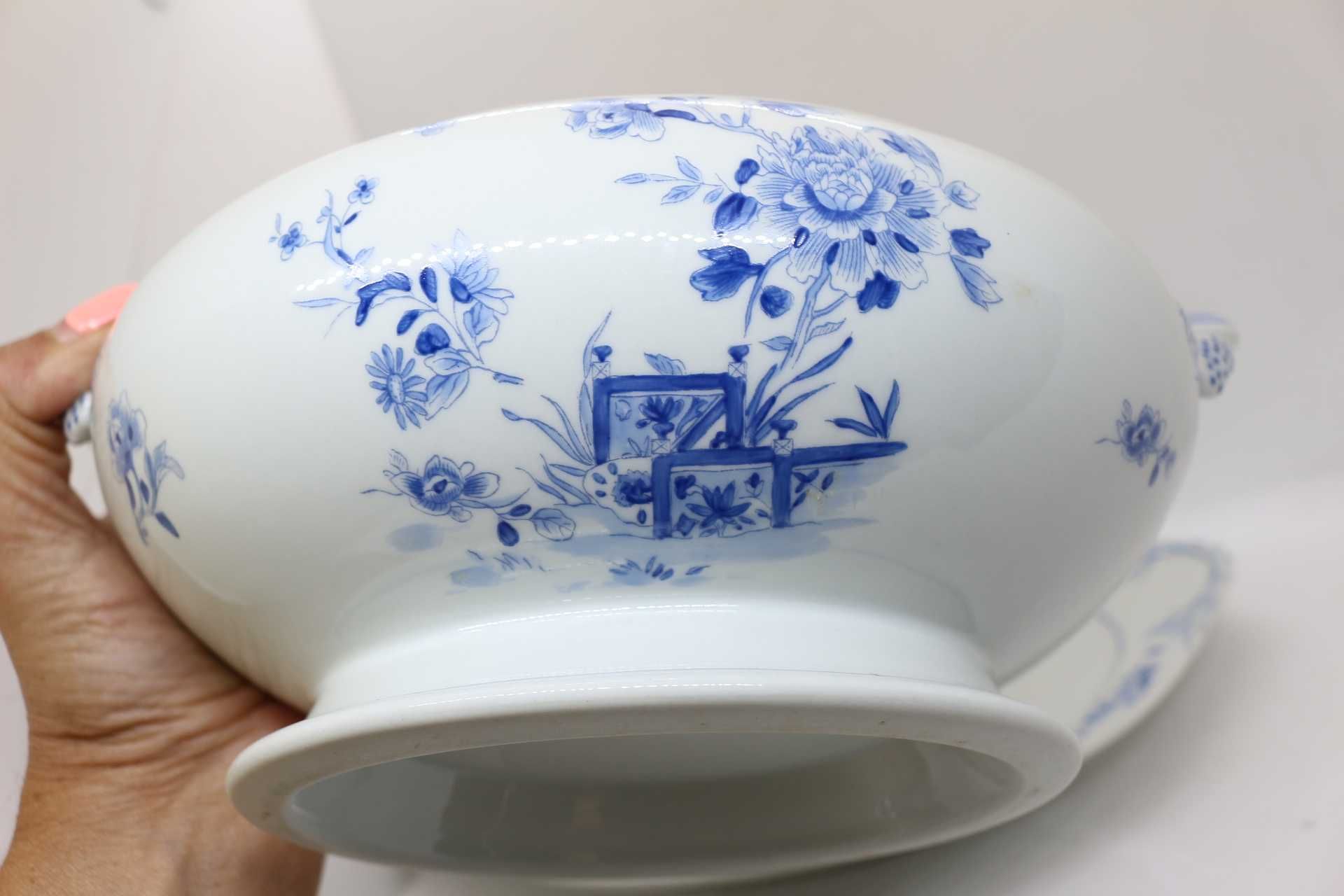 Terrina Média com Travessa Vista Alegre Decoração Imari Azul 1947