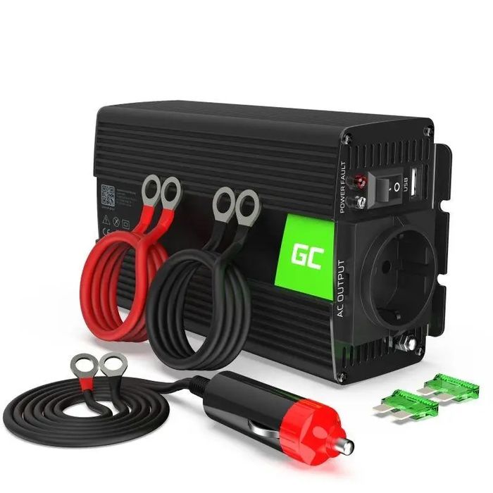 Автомобільний інвертор 12В / 220В Green Cell 500W/1000W чистий синус