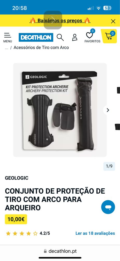 Kit / conjunto de protecai de tiro com   ARCO PARA ARQUEIRO