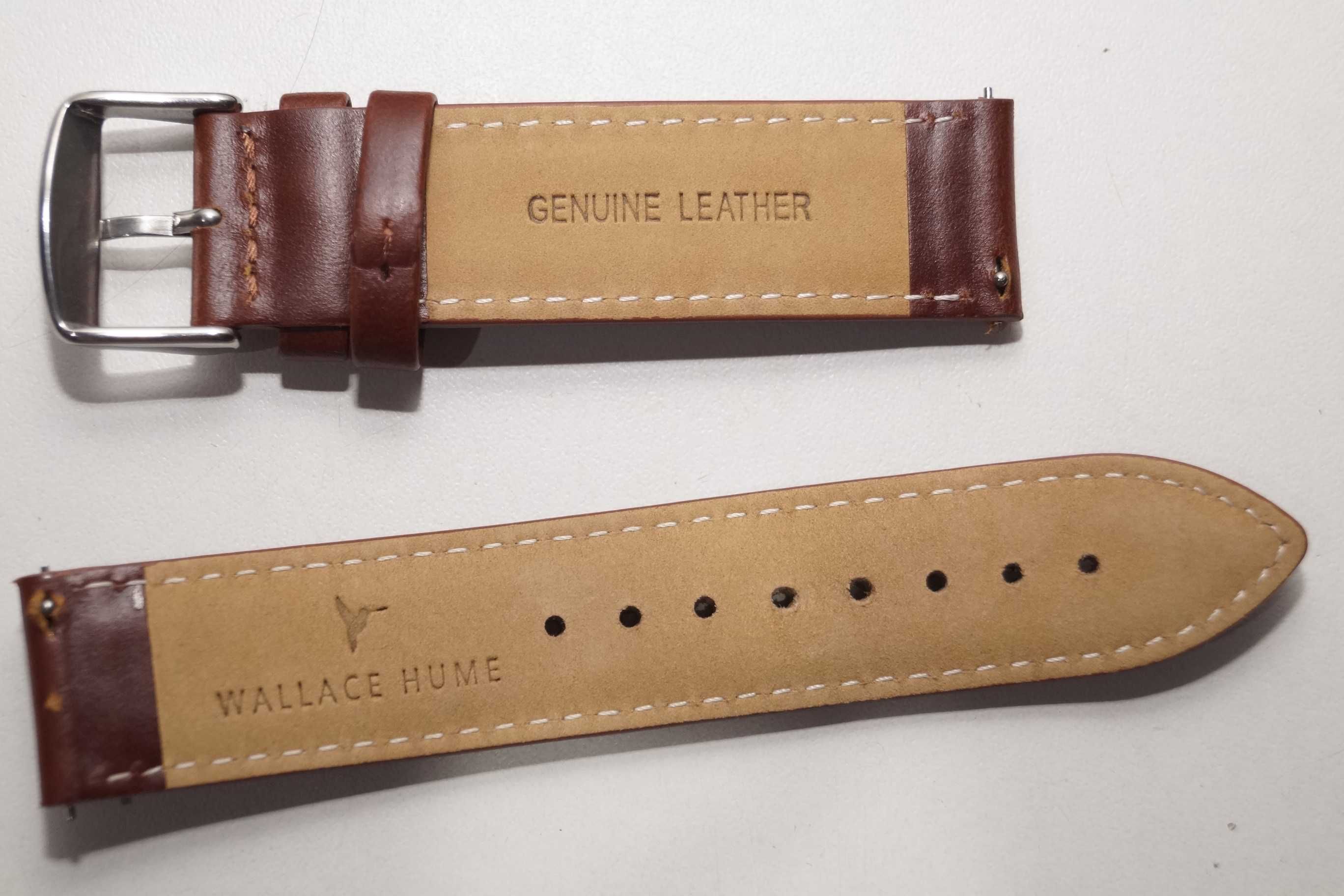 W125 Klasyczny pasek do zegarka skórzany WALLACE HUME brązowy 20mm