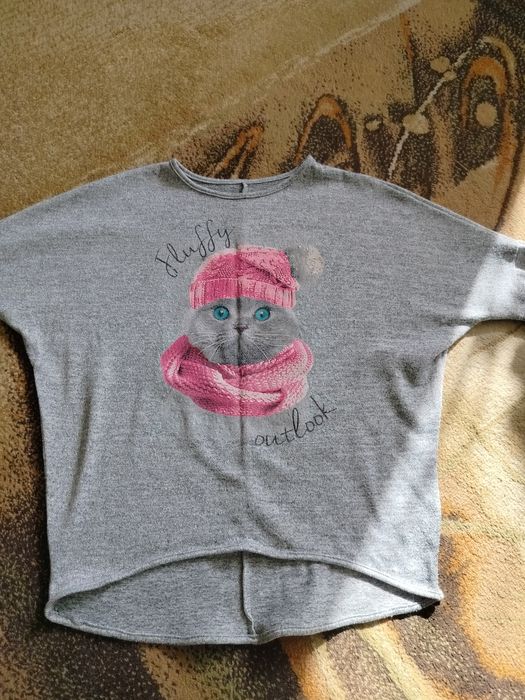 Sweter, bluzka szara srebrna rozm. 146-252