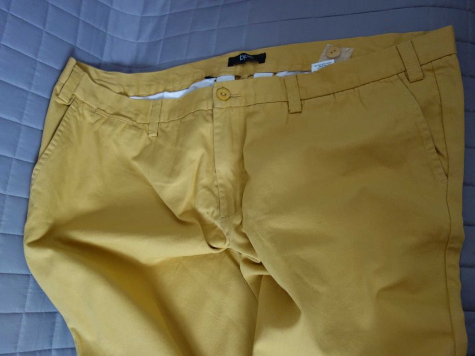 Spodnie męskie, musztardowe, Bonprix, bawełna 100% r. 62, 5XL NOWE!
