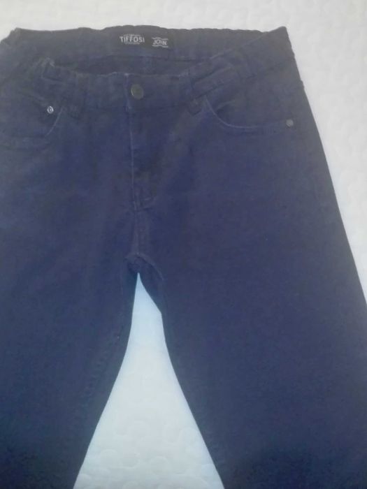 Calças sarja  11 12 anos  Bege e calça  azul