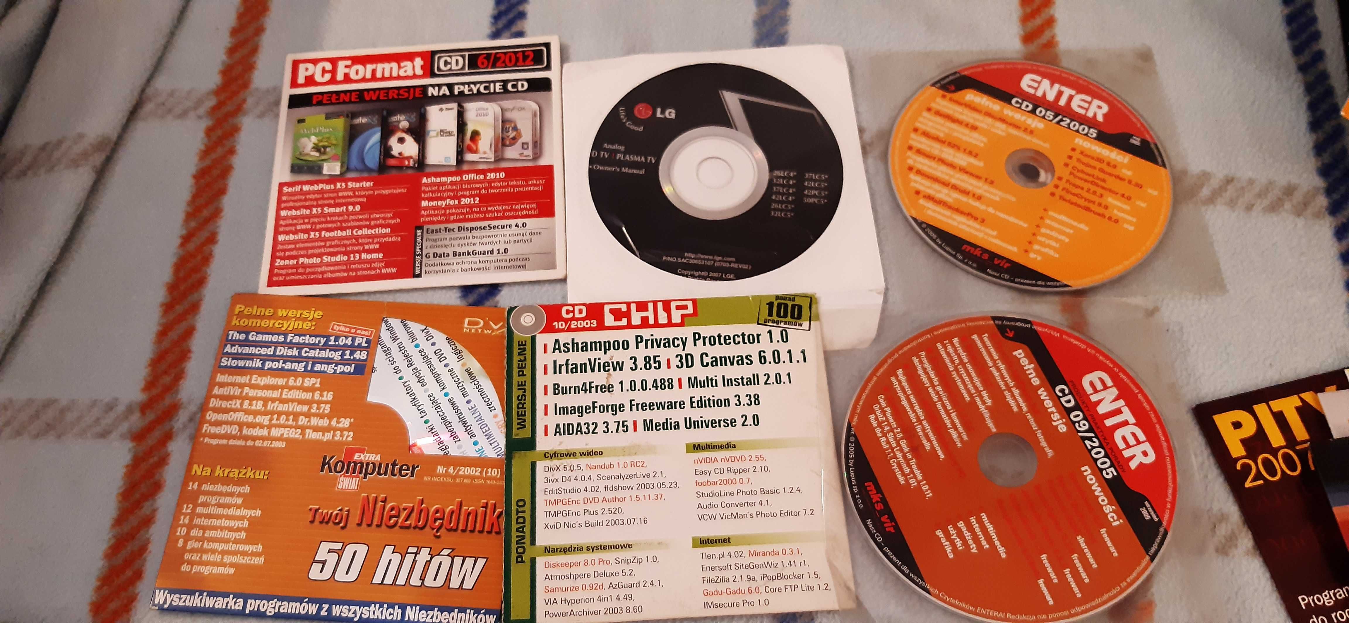 stare cd z gazet informatycznych pc enter i inne oraz programy pit
