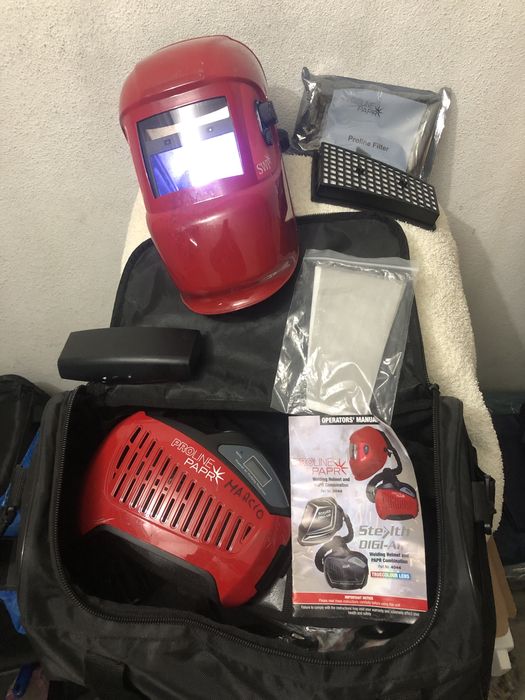 Mascara de soldar com conjunto de ar assistido