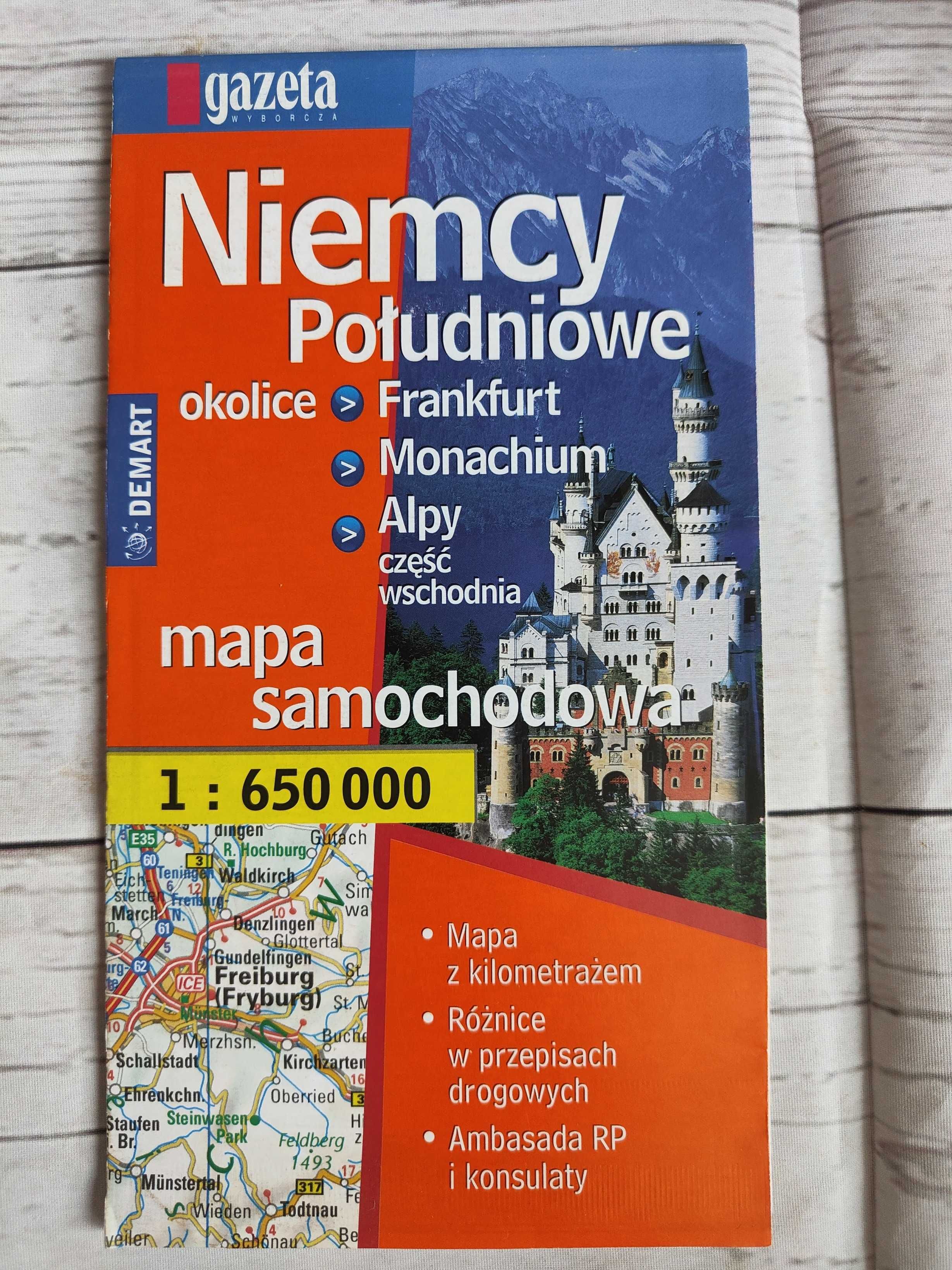 Mapa samochodowa NIEMCY POŁUDNIOWE 1:650 000