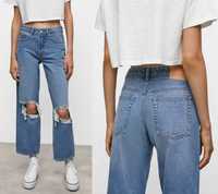MANGO Teen spodnie jeansy wideleg z dziurami 12 13 lat