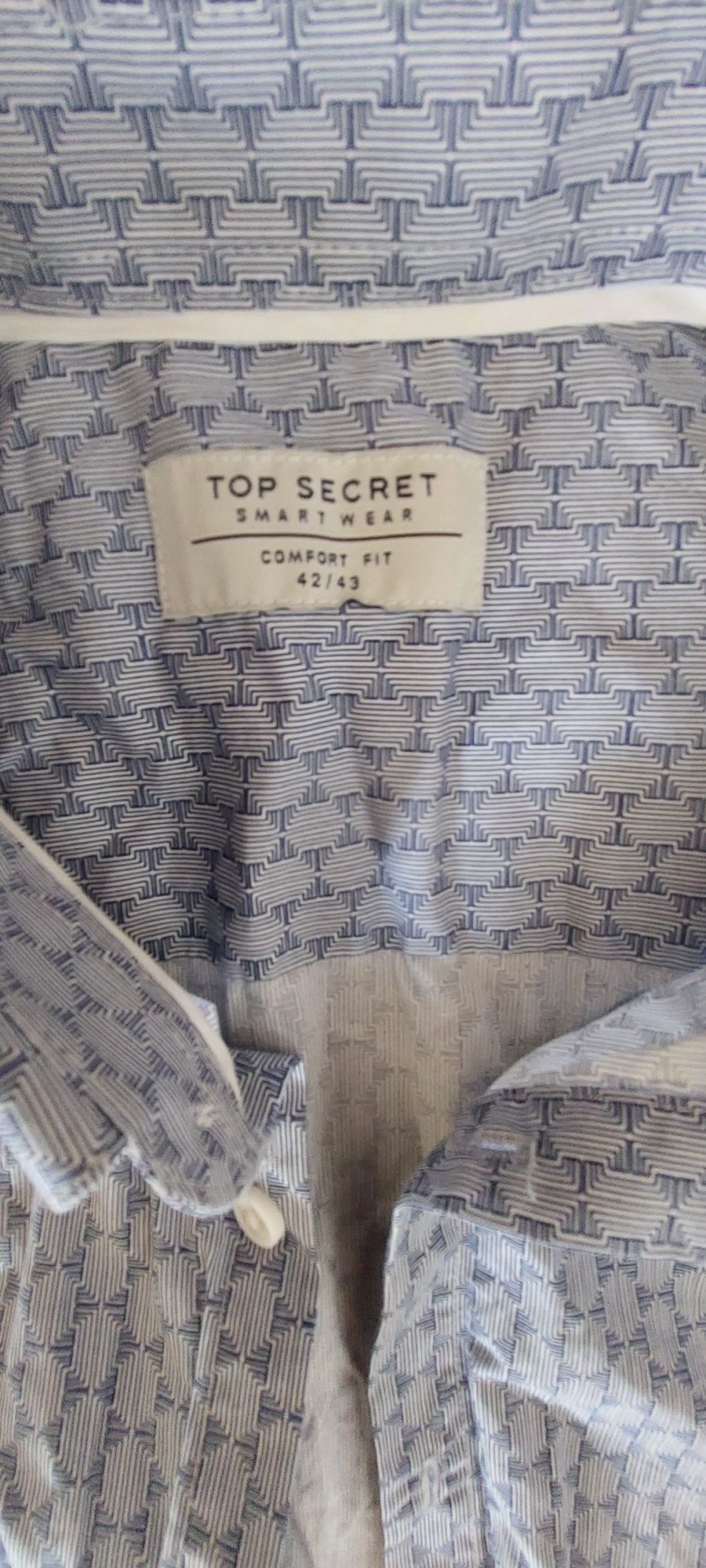 Koszula TopSecret comfort fit nowa r.42/43 niebieska, wzorek