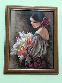 Картина масло Женщина с цветами