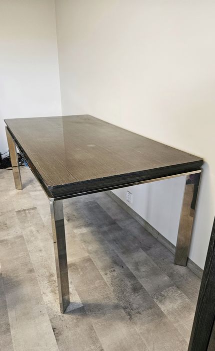 Stół dębowy ciężki ciemny wysoki polysk glamour 180x90