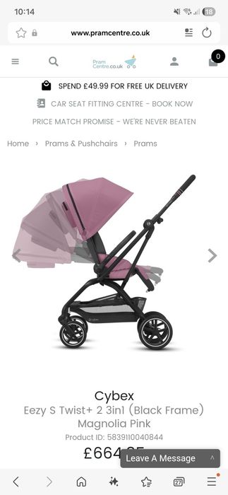 Wózek spacerowy cybex eezy s twist +2 magnolia Pink różowy