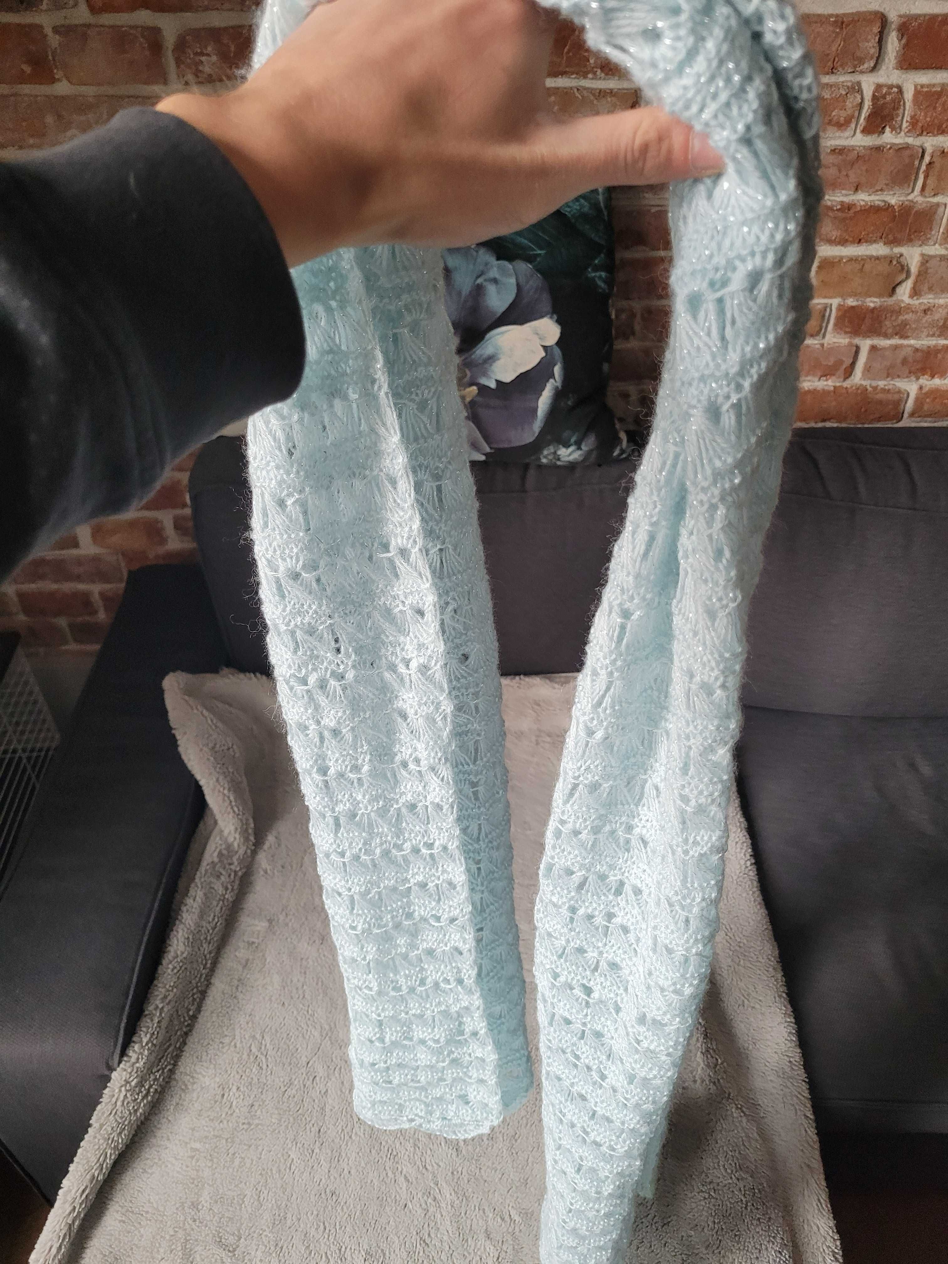 NOWY! Piękny długi szal ręcznie robiony na drutach OKAZJA!