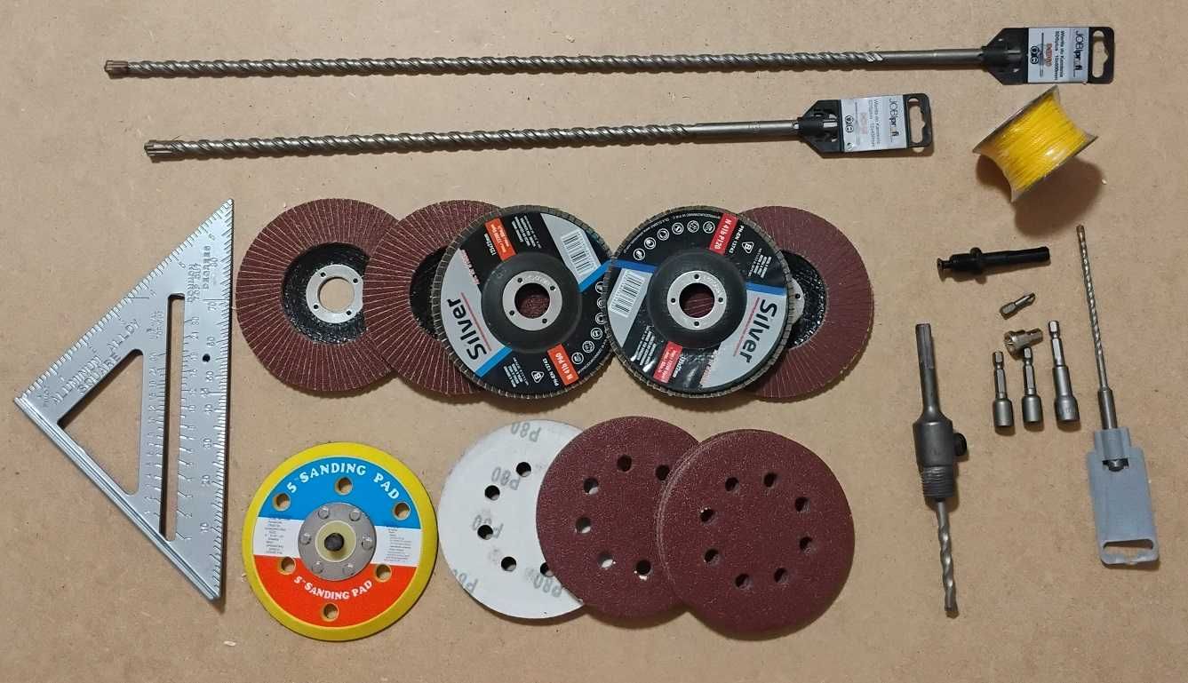 Kątownik lamelka sds-plus bit papier klucz farmer sznurek