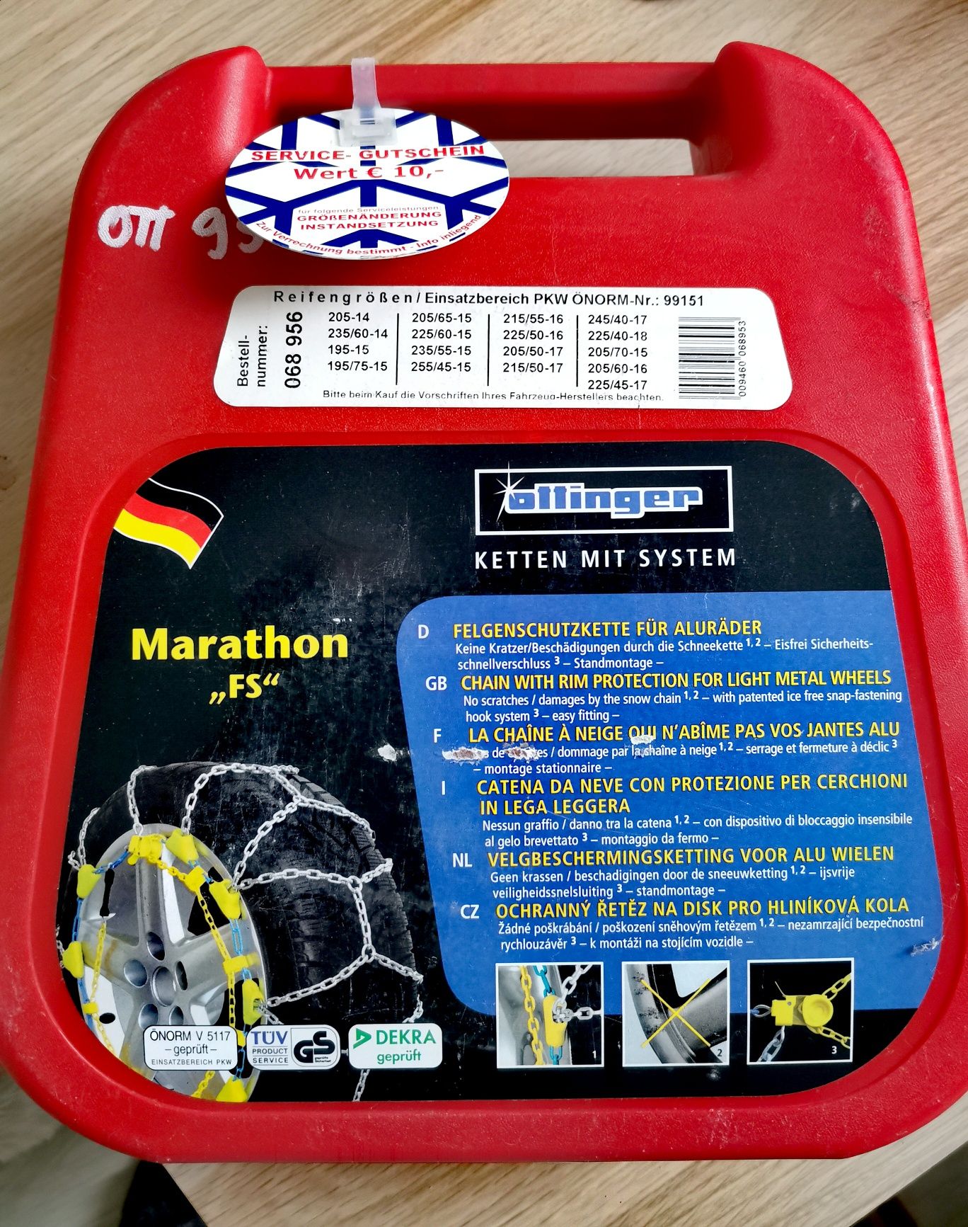 Łańcuchy śniegowe Ottinger Marathon 068 956 z ochroną obręczy