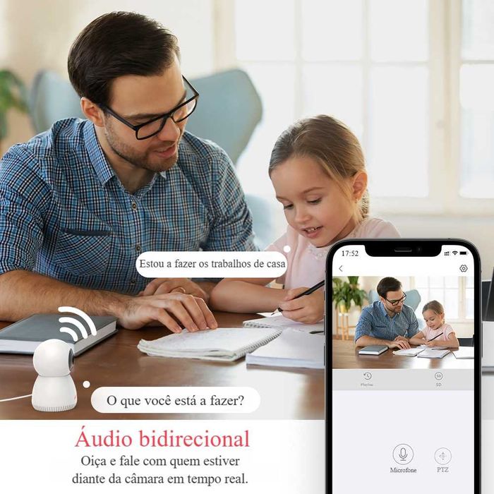 Câmara Vigilância * WiFi * FullHD * Visão Noturna * Áudio * SD * App