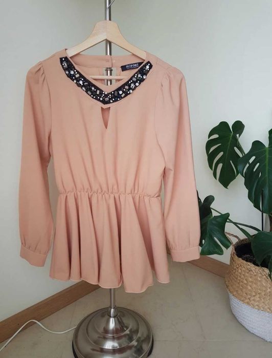 Blusa Peplum salmão