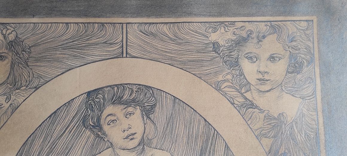 Alfons Mucha duży plakat ołówek szkic