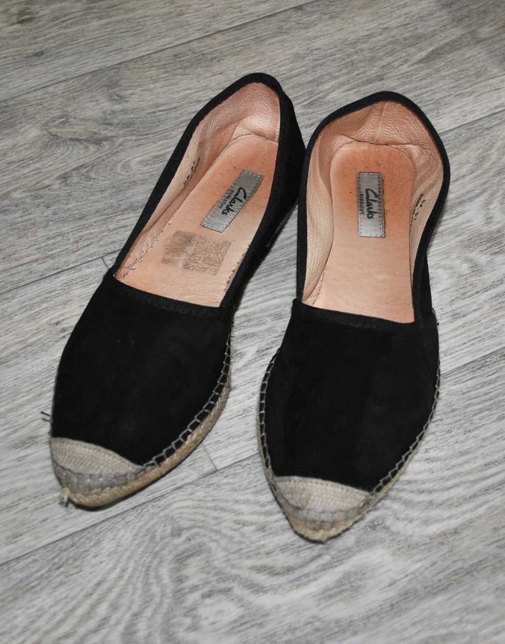 Туфли Clarks мокасины лоферы черные эспадрильи замшевые натуральные