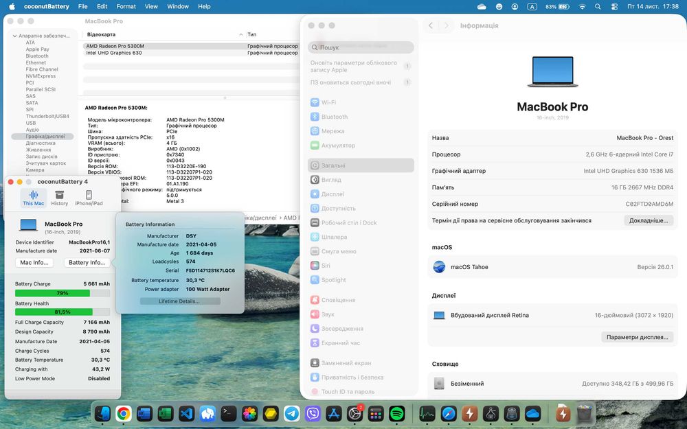 Apple MacBook Pro 16" Core i7 (A2141) 16Gb RAM / 512Gb SSD / 2021 Grey