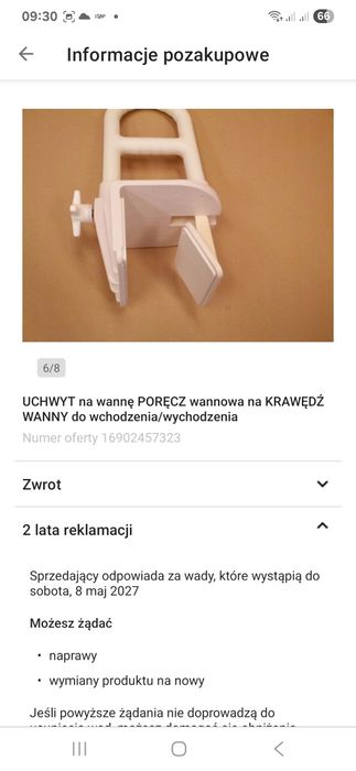 Stabilny Uchwyt na wannę dla seniorów i osób niepelnosprawnych