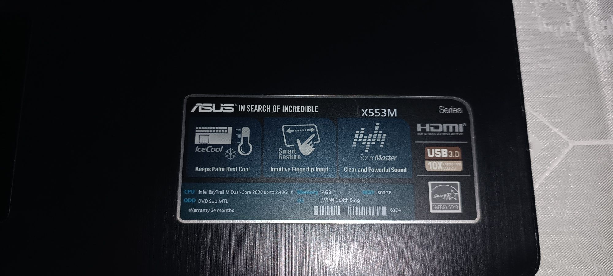 Laptop Notebook ASUS X553M 4GB ram, 500GB dysk WIN8.1