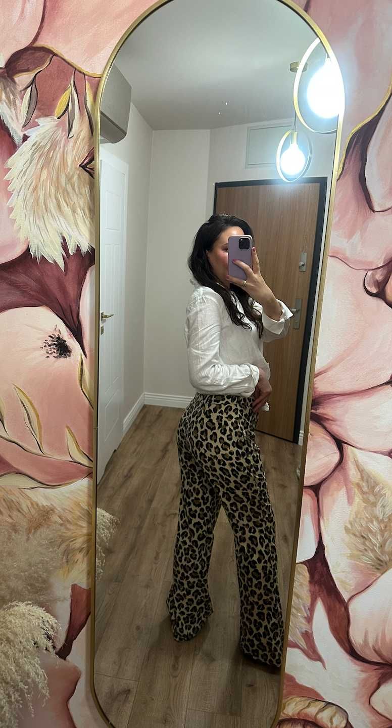 Spodnie dzwony Zara panterka 40 L