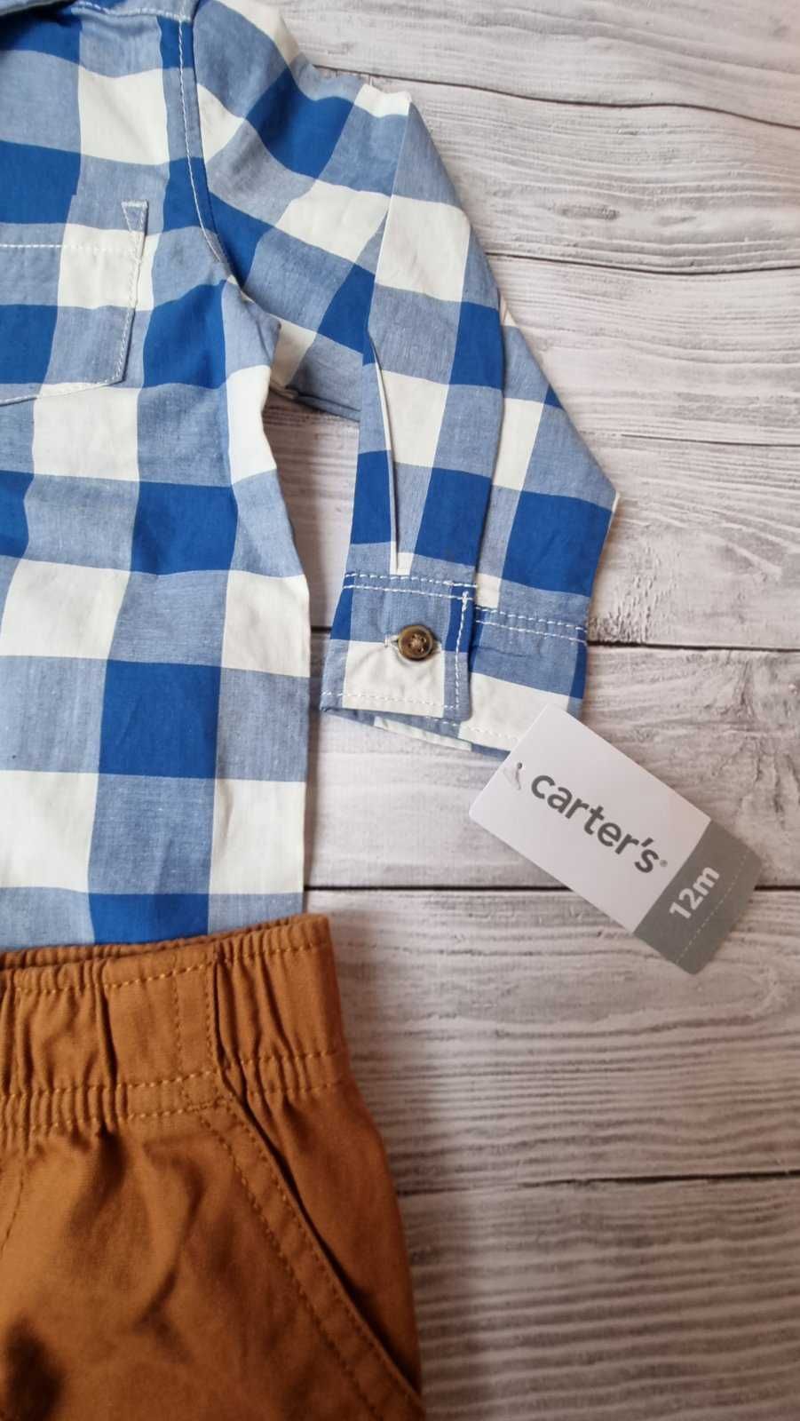 Carters комплект набір шорти і сорочка в клітку 12м, картерс новий