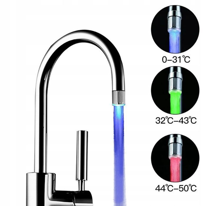 Świecący perlator led RGB ze wskaźnikiem temperatury