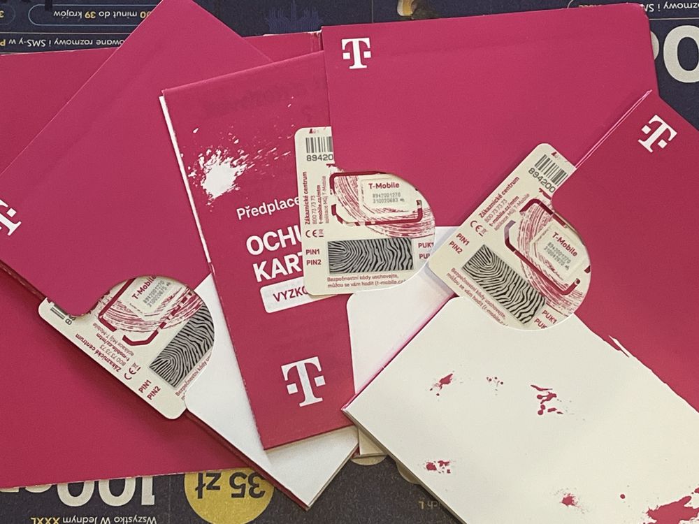3x T-mobile +420 CZECH Republic Czeska SIM karta BEZ REJESTRACJI
