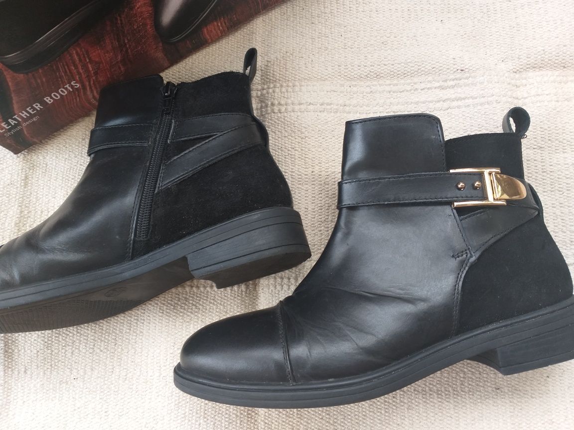 Sztylbety botki buty skórzane skóra naturalna 38 Lidl esmara
