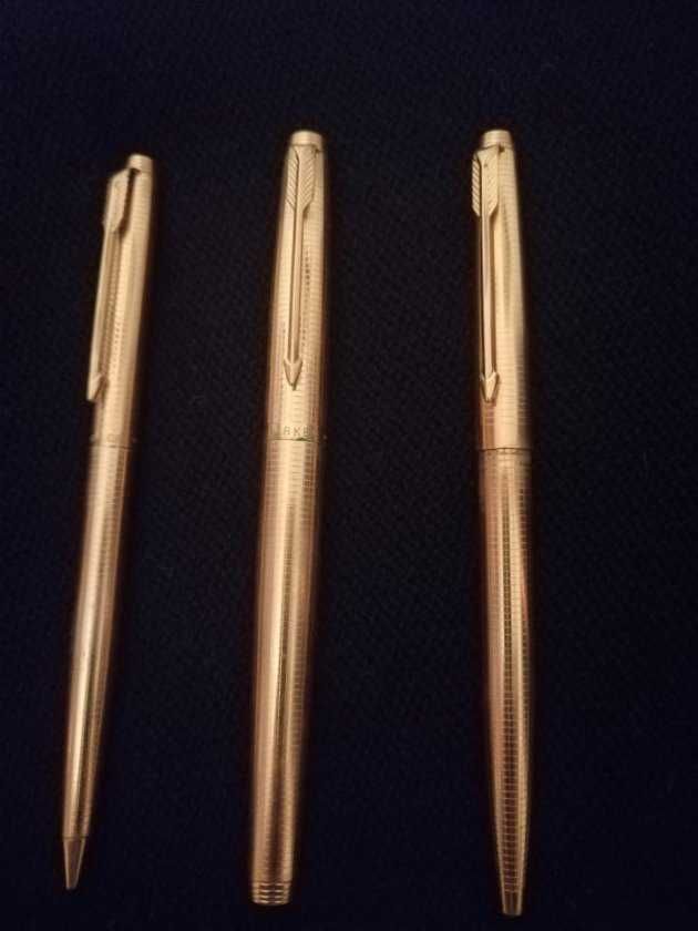 Conjunto canetas Parker 65 Consort Insígnia 14k Vintage Anos 70