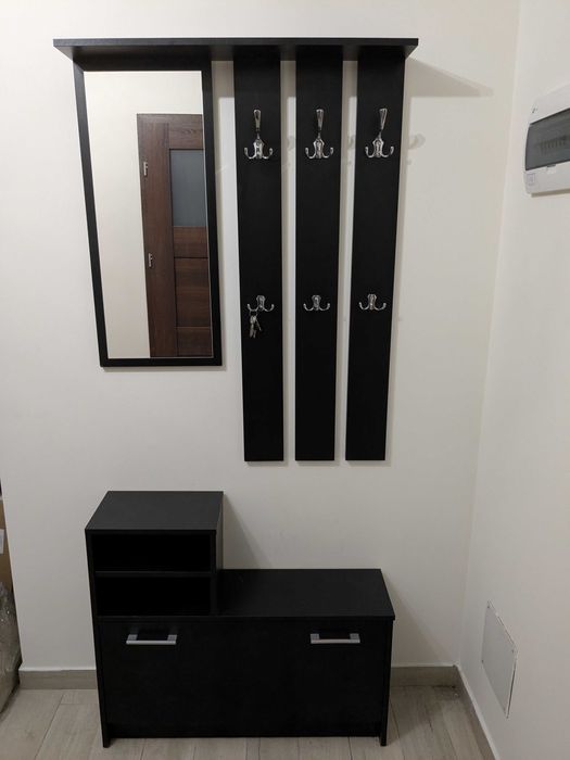 Zestaw Mebli do Przedpokoju 4w1 (Lustro, Szafka, Wieszaki, Półki)