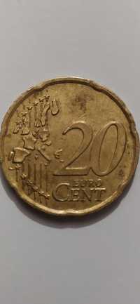 20 центов Италия 2002 года.