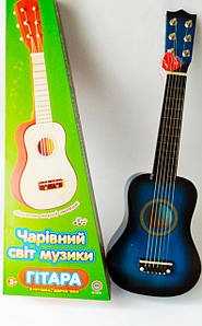 Дитяча гітара "Чарівний світ музики" дерев'яна гітара 6 струн медіатор