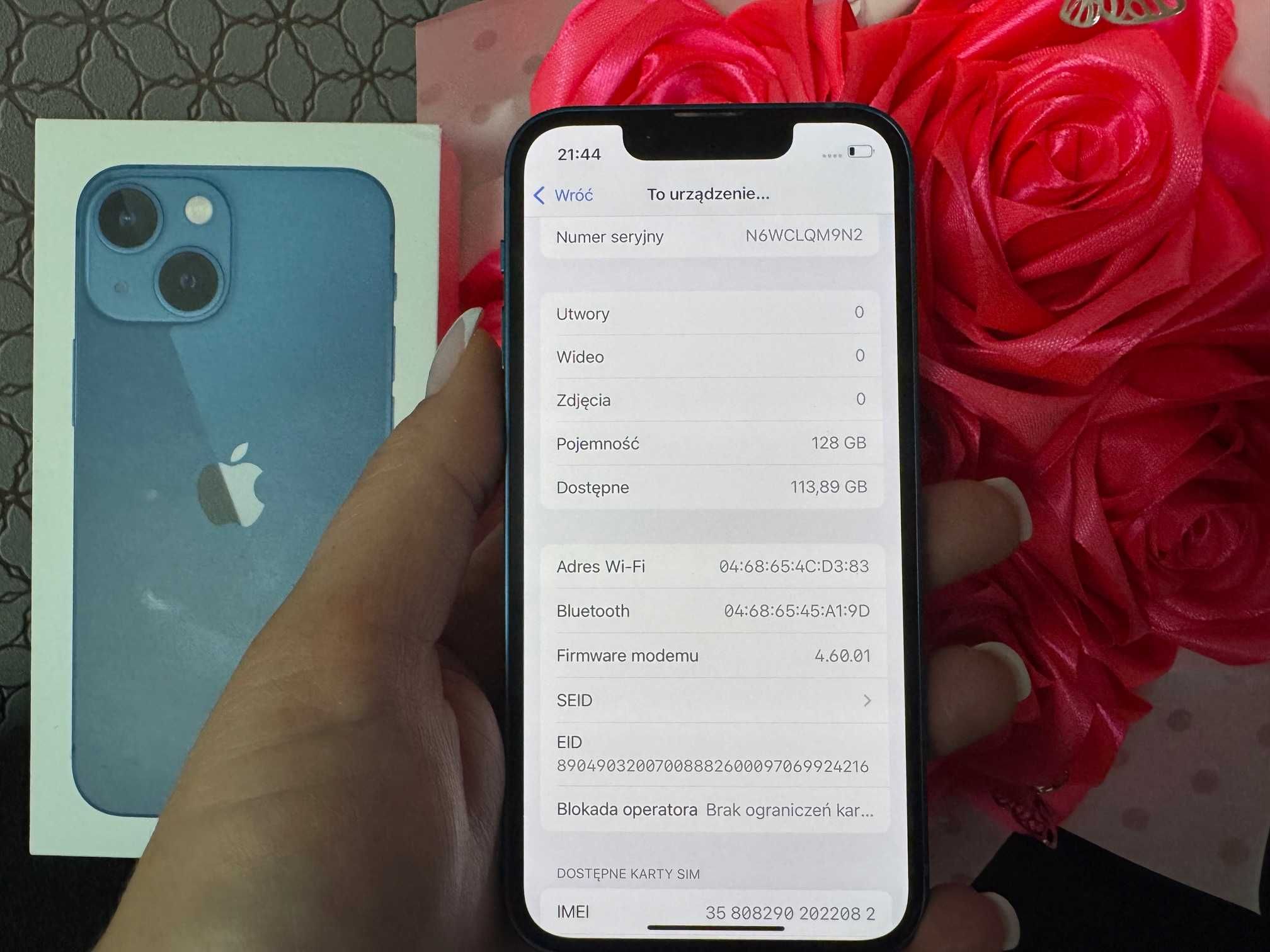 IDEALNY iPhone 13 mini Blue 128GB 100% BATERIA