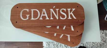 Tabliczka drewniana Jacht Łódka nazwa łodzi wycinanie liter Gdańsk
