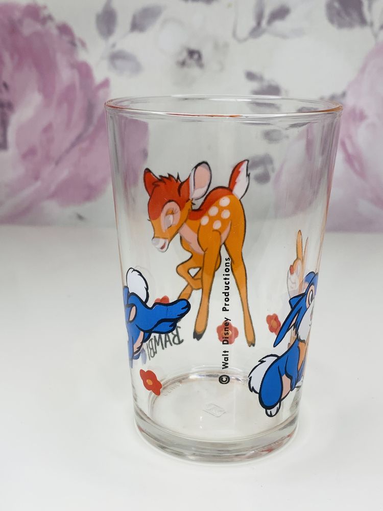 Kolekcjonerska szklanka Bambi Walt Disney vintage