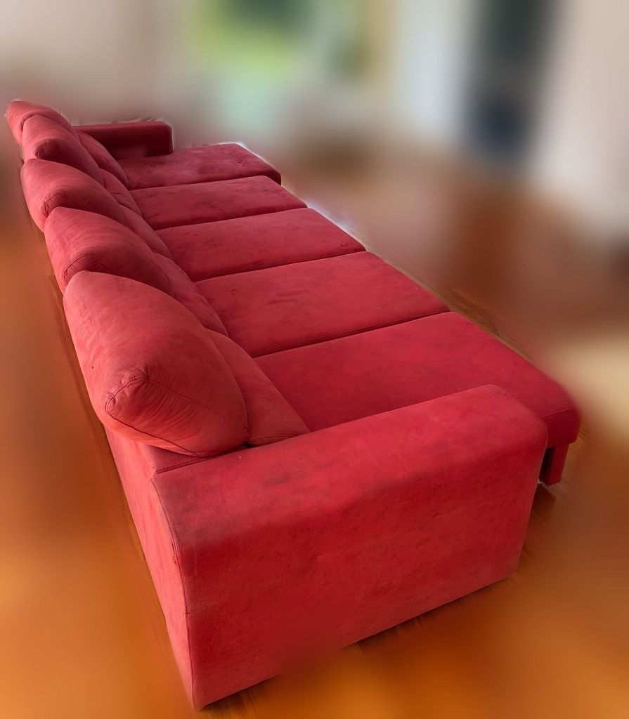 0: Sofá 4lug+Chaiselongue vermelho (ótimo estado)