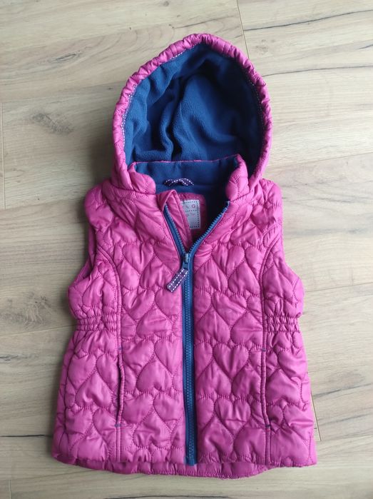 Kamizelka bezrękawnik 104/110 z kapturem fuksja